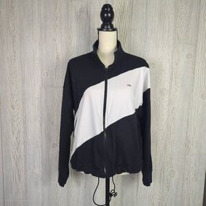 Vintage Lauren Ralph Lauren LRL Women Size XL Black White Zip Up Jacket